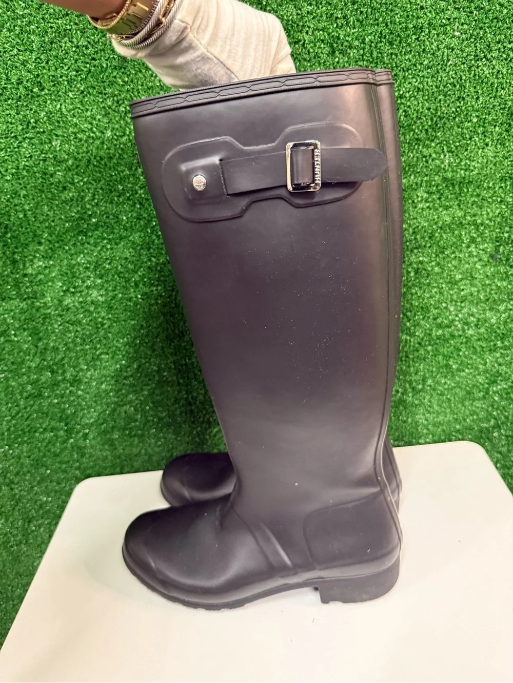 Hunter tall black boots size 9